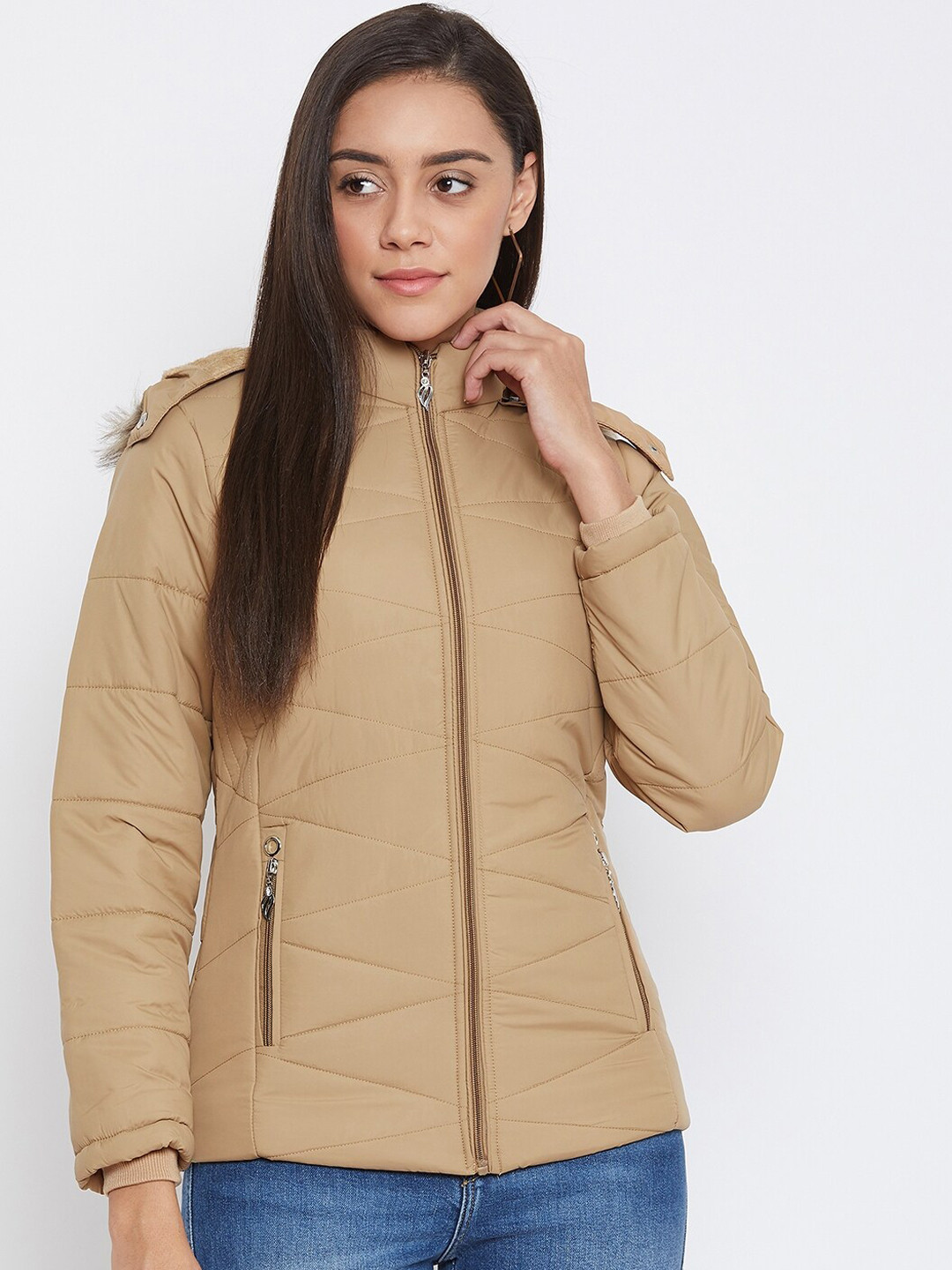 Buy Spirit Women Beige Windcheater Puffer Jacket Jackets for Women