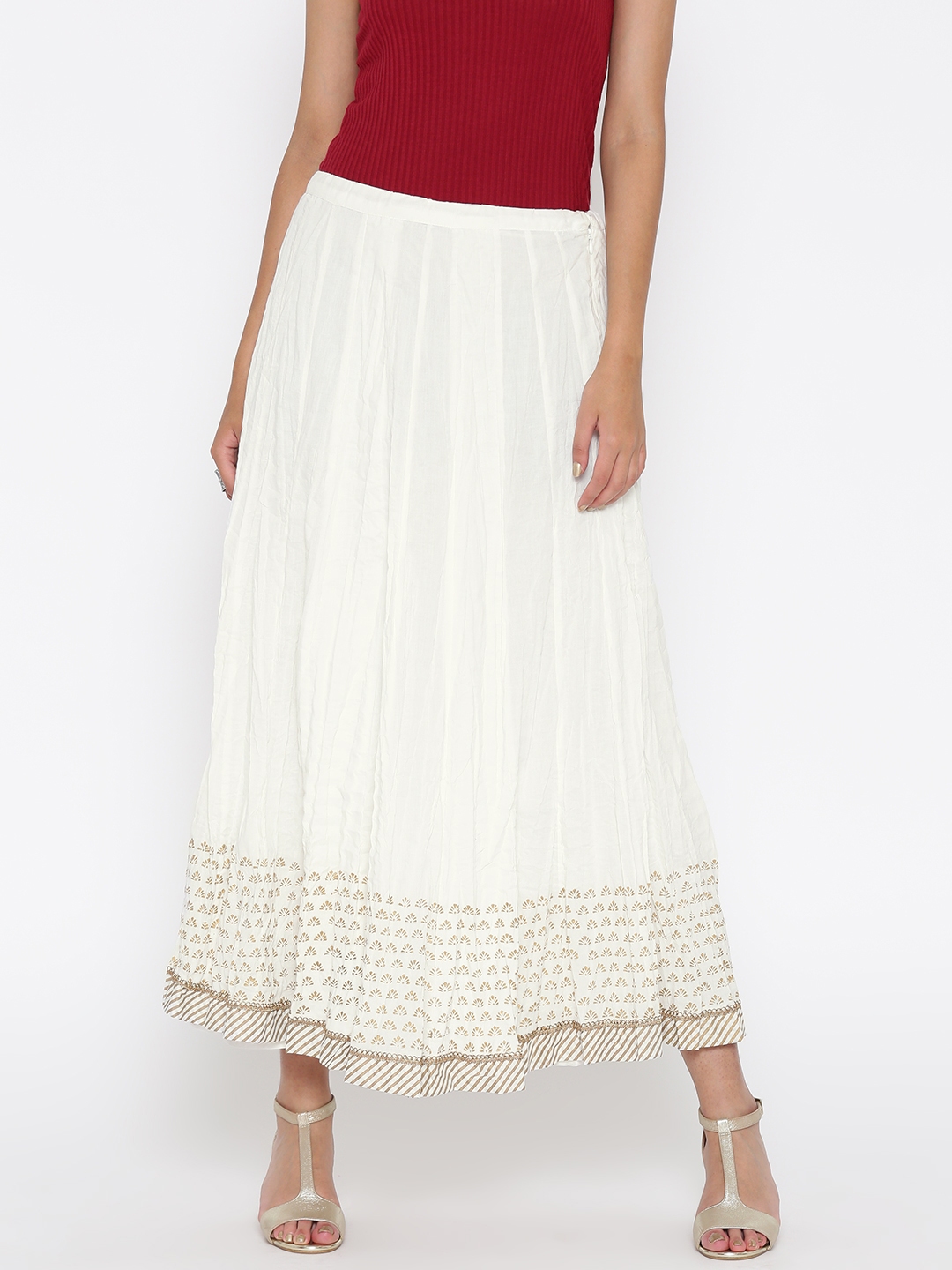 Buy Biba White Flared Maxi Skirt - Skirts for Women 2007851 | Myntra