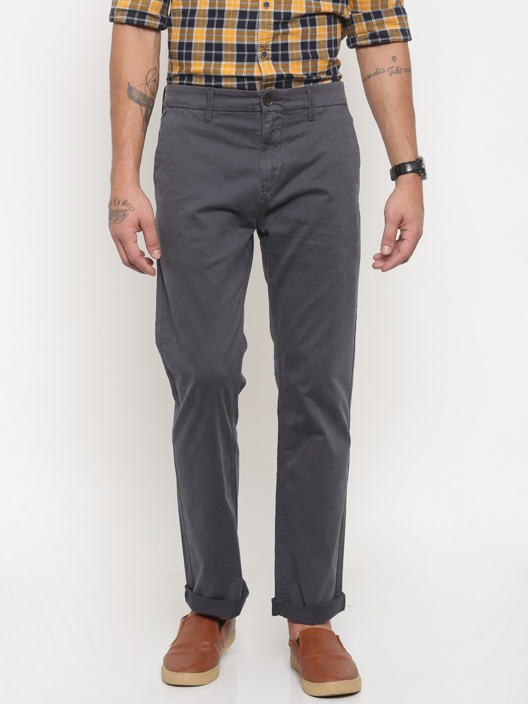 Buy Timberland Men Grey Slim Fit Solid Chinos - Trousers for Men ...