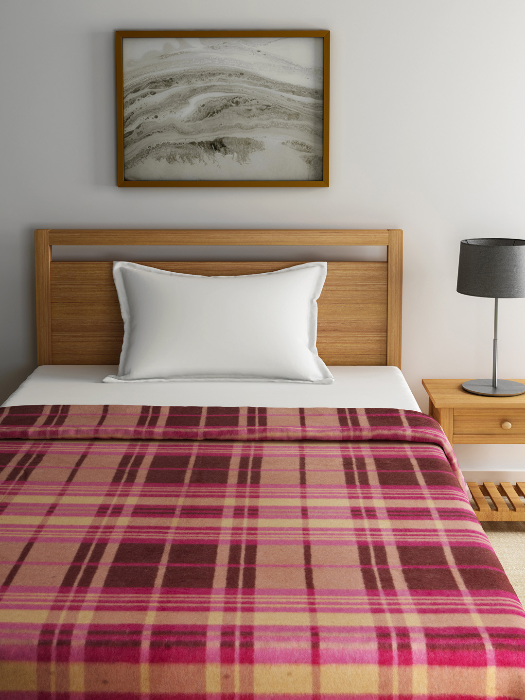 Buy Raymond Home Red & Pink Checked Single Blanket Blankets Quilts And Dohars for Unisex