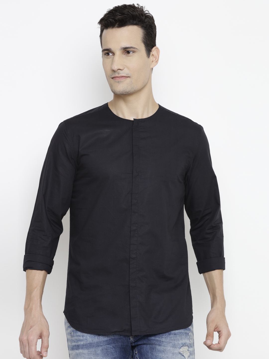 Buy Jack & Jones Men Black Slim Fit Solid Casual Shirt - Shirts for Men ...