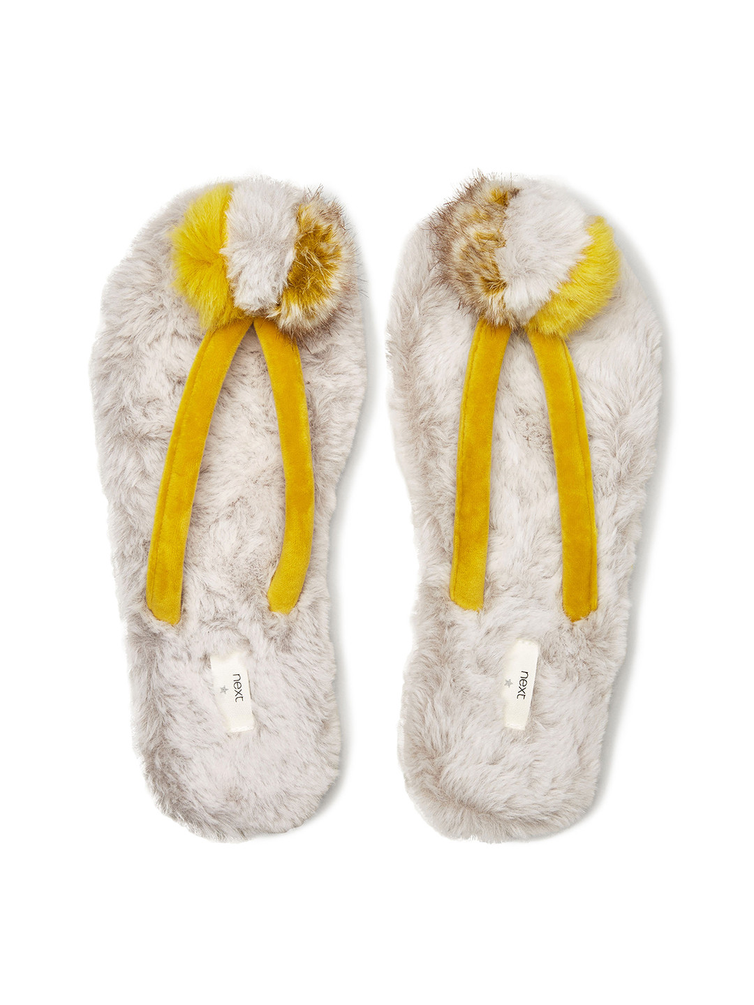 Buy Next Women Yellow & Beige Pom Pom Flip Flops Flip Flops for Women