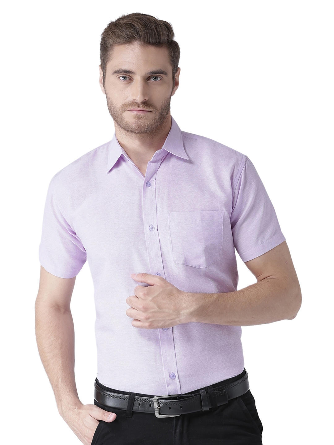 Buy RIAG Men Violet Half Sleeves Regular Fit Formal Shirt - Shirts for ...