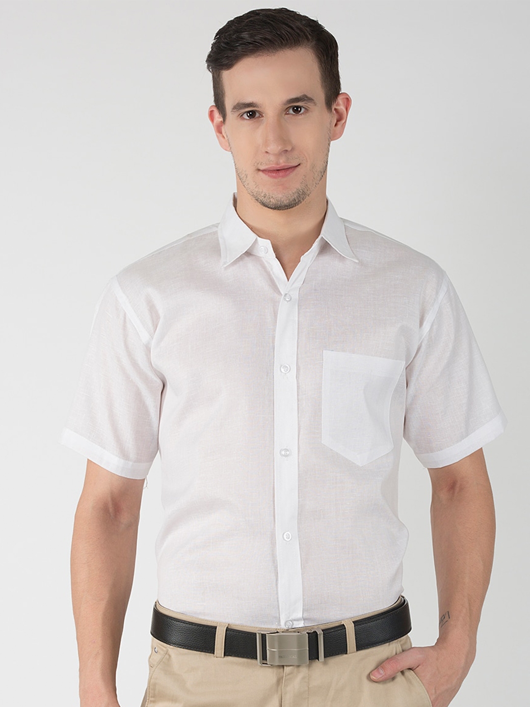 Buy RIAG Men White Half Sleeves Regular Fit Formal Shirt - Shirts for ...