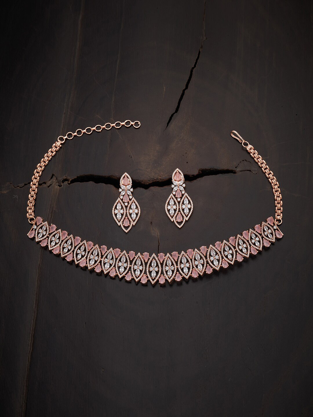 Buy Kushal's Fashion Jewellery Rose Gold Plated CZ Studded Jewellery