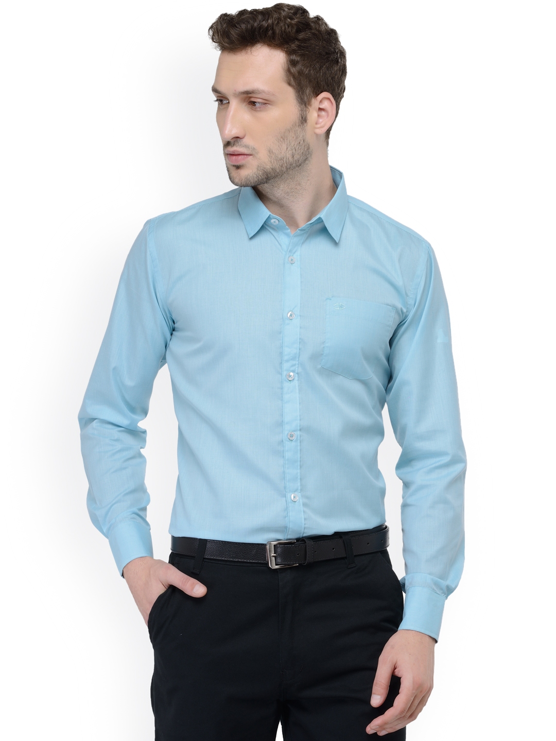Buy L.A. SEVEN Men Turquoise Blue Semi Slim Fit Checked Formal Shirt ...