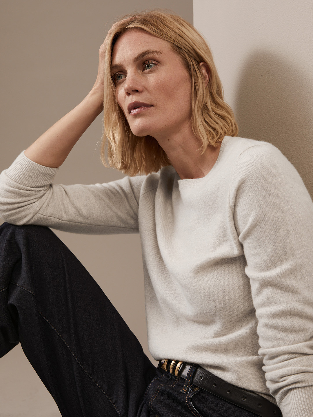 Buy Marks & Spencer Women Beige Cashmere Pullover - Sweaters for Women ...