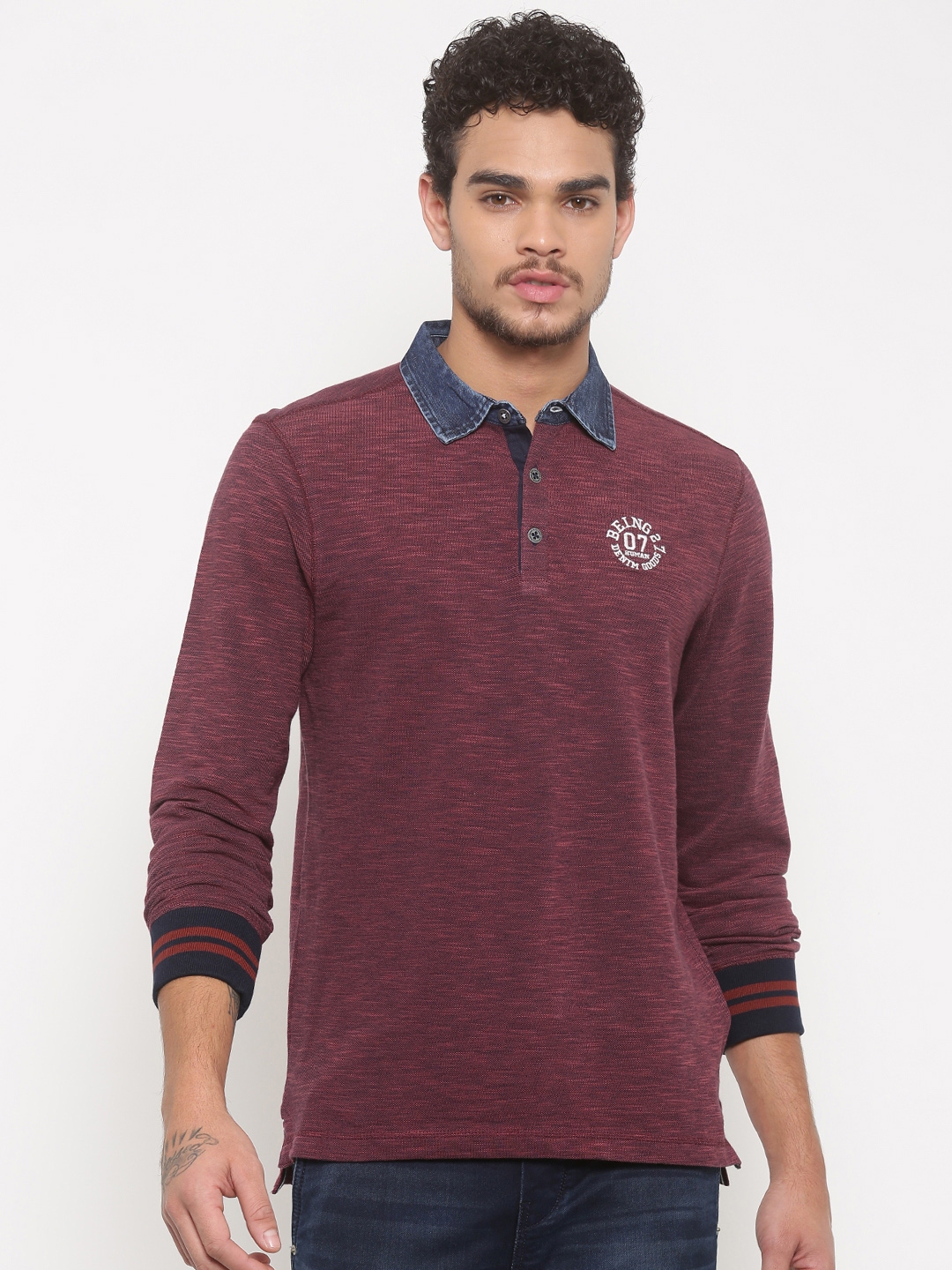 Buy Being Human Men Maroon Solid Polo Pure Cotton T Shirt - Tshirts for Men 2010587 | Myntra