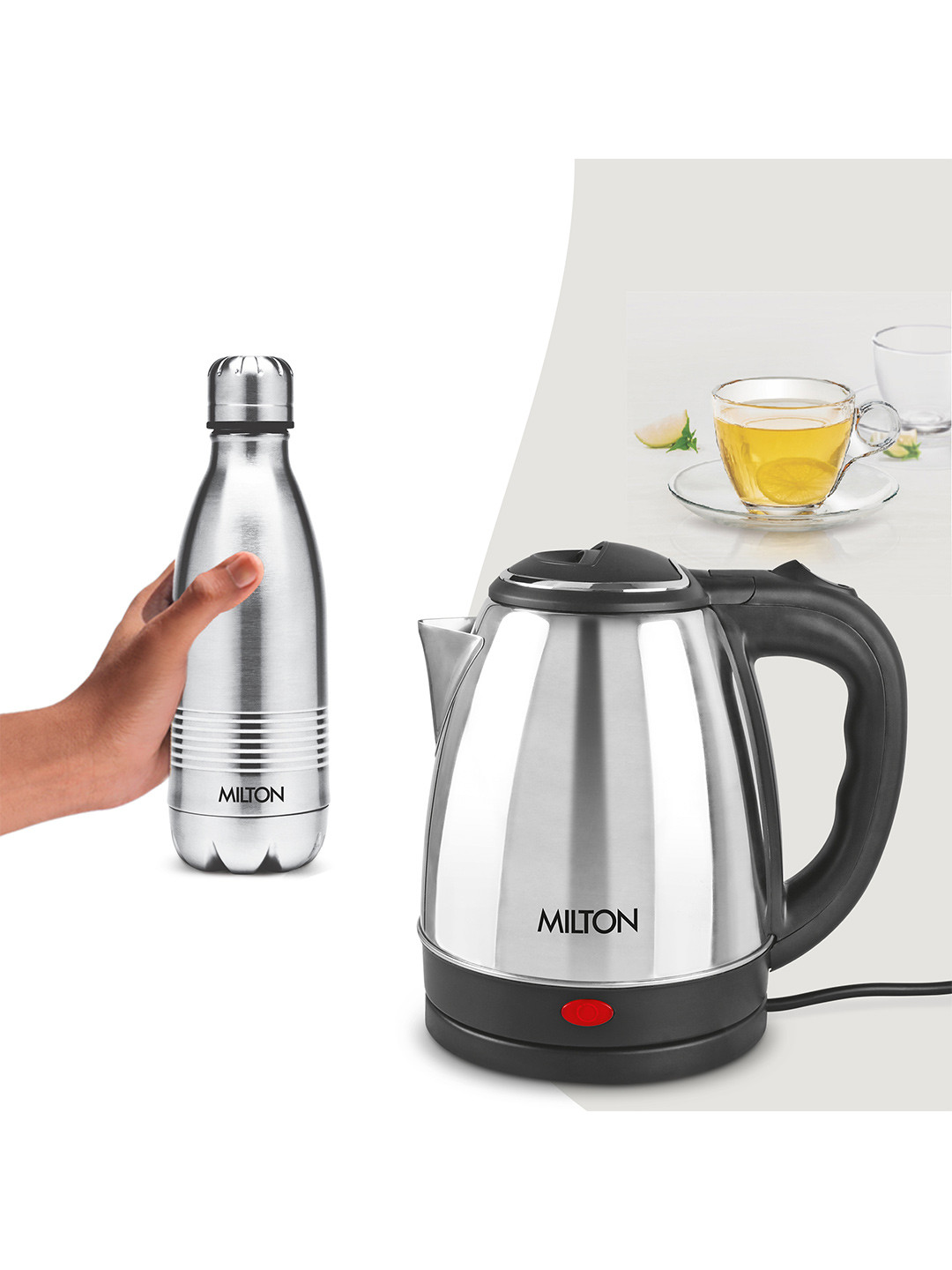 Buy Milton Silver Plated Set Of 2 Go Electro 1.2 L Electric Kettle And