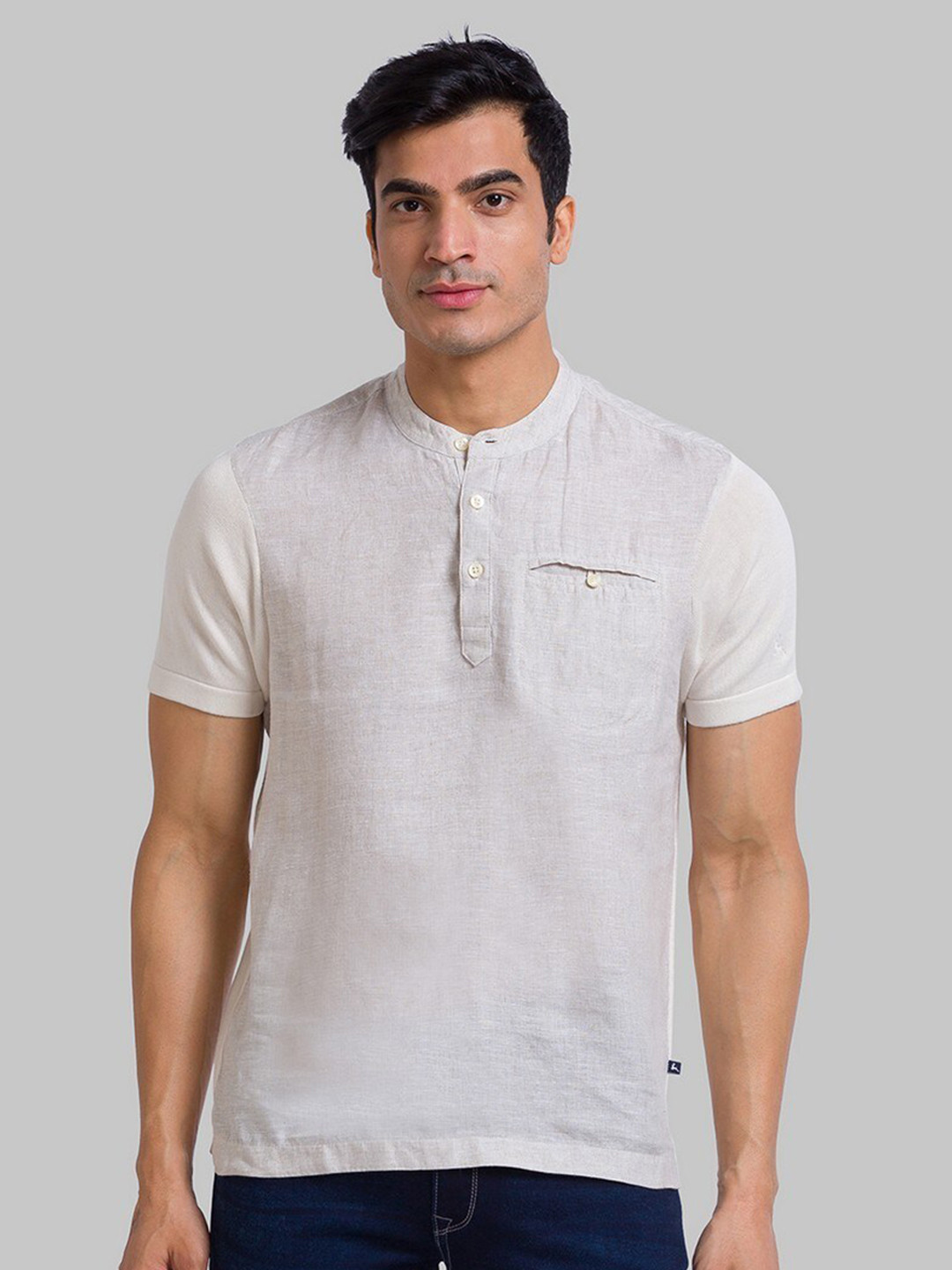Buy Parx Men Beige Henley Neck Linen T Shirt Tshirts for Men 20107156 Myntra