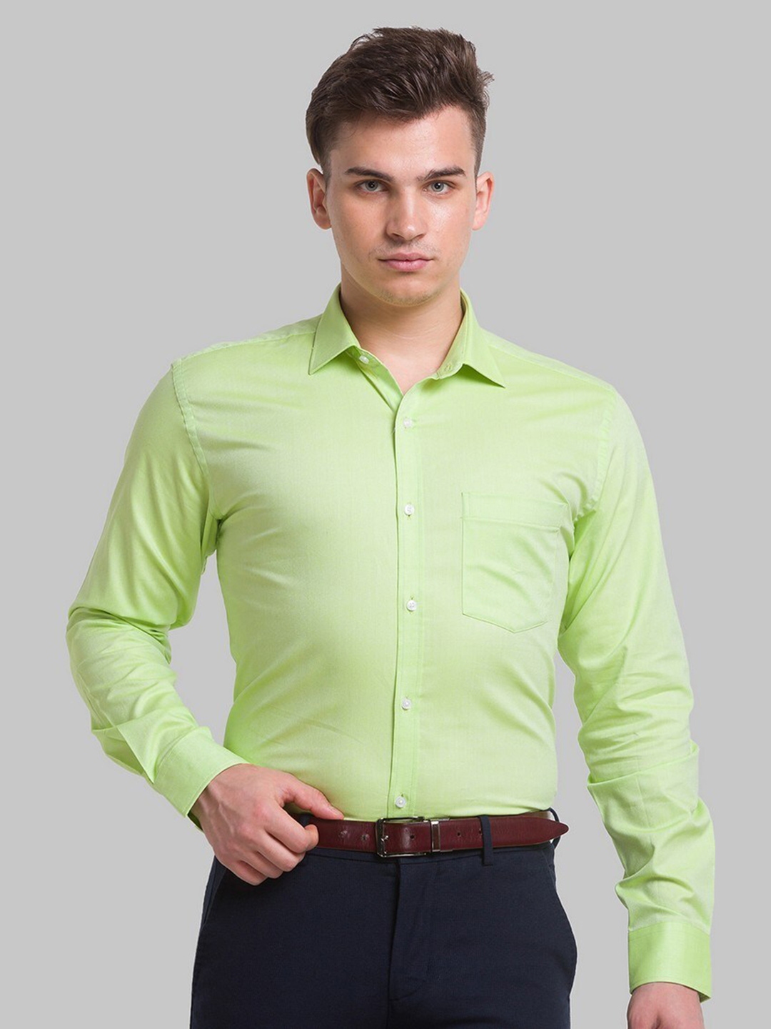 buy-park-avenue-men-green-solid-slim-fit-formal-shirts-shirts-for-men