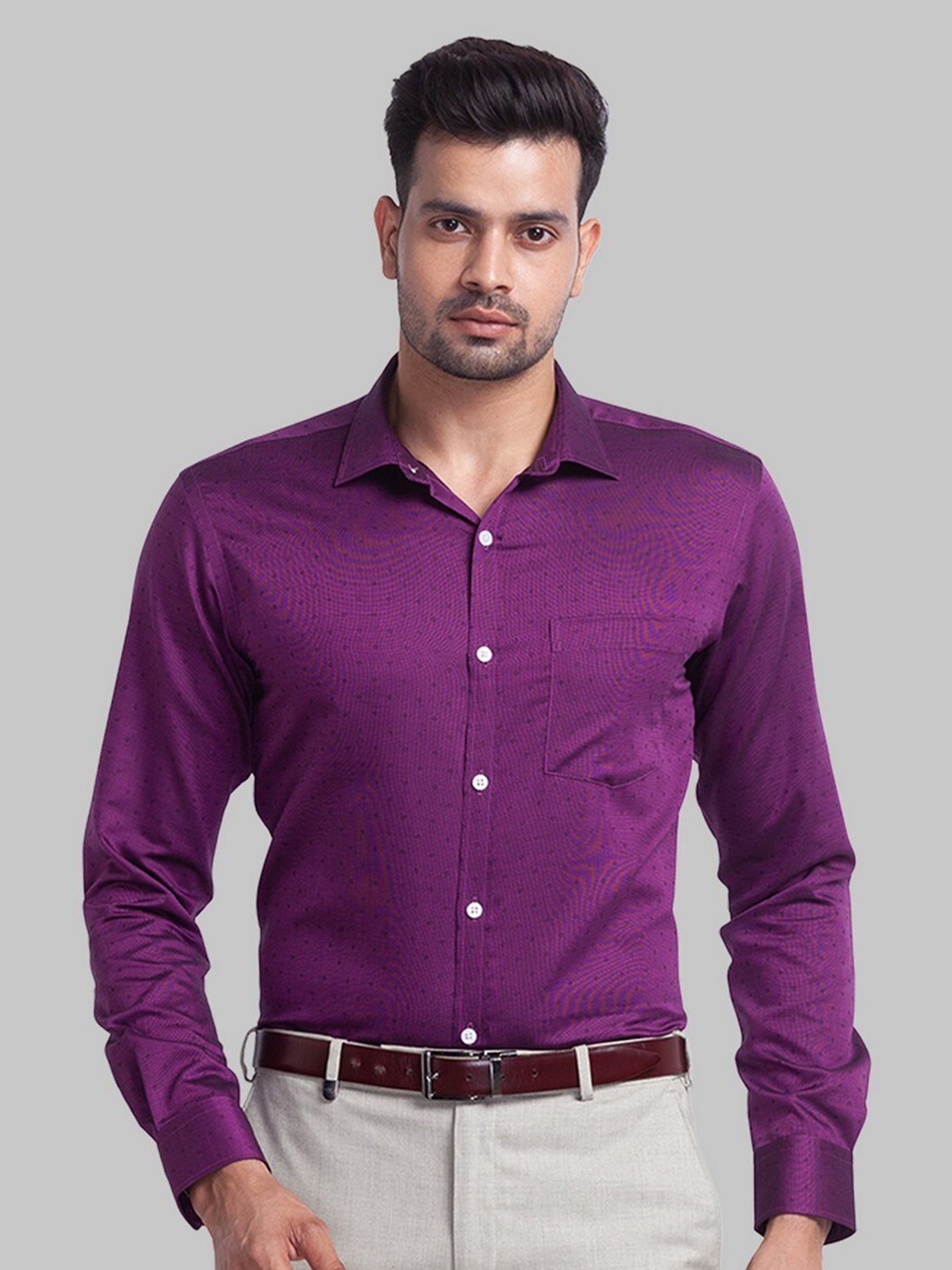 Buy Park Avenue Men Purple Slim Fit Printed Organic Cotton Formal Shirt ...