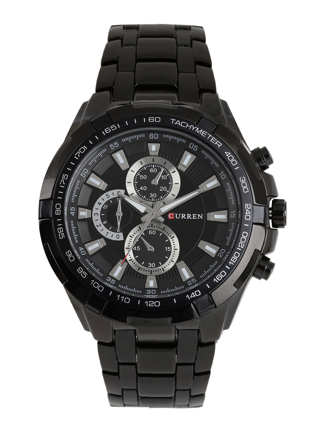 curren black analog watch