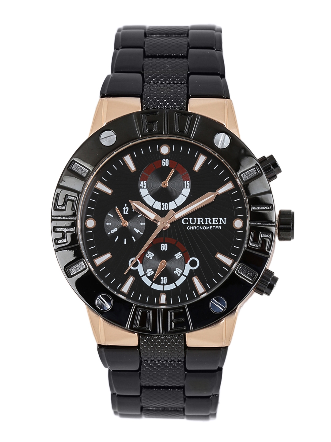 curren black analog watch