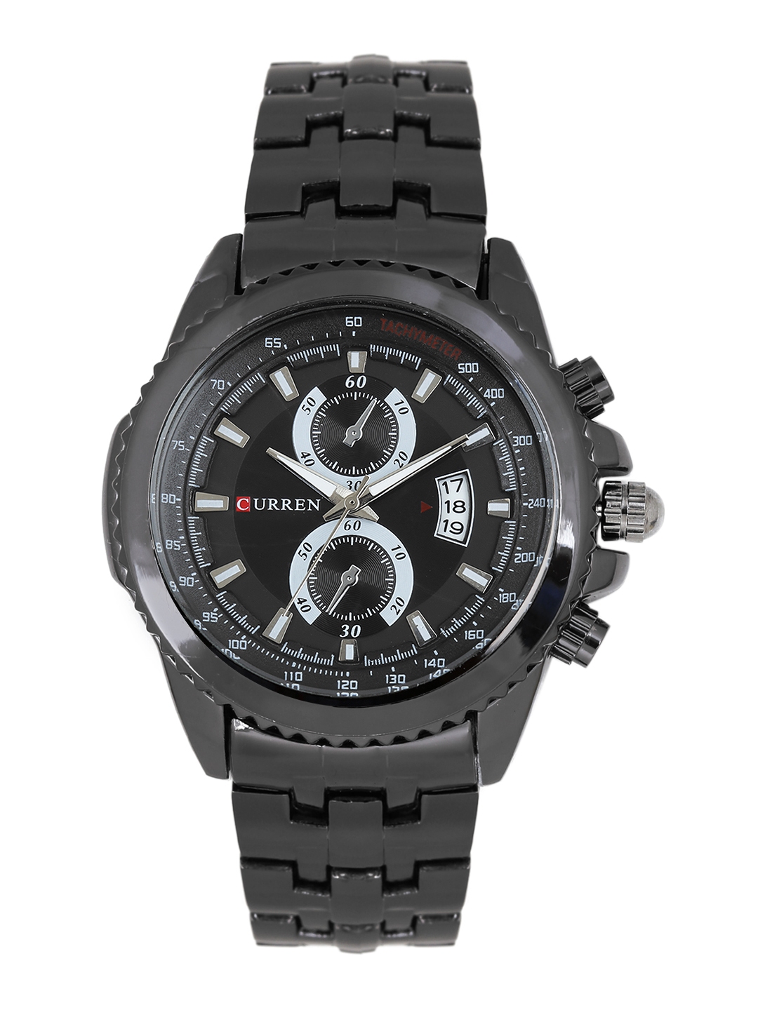 curren black analog watch