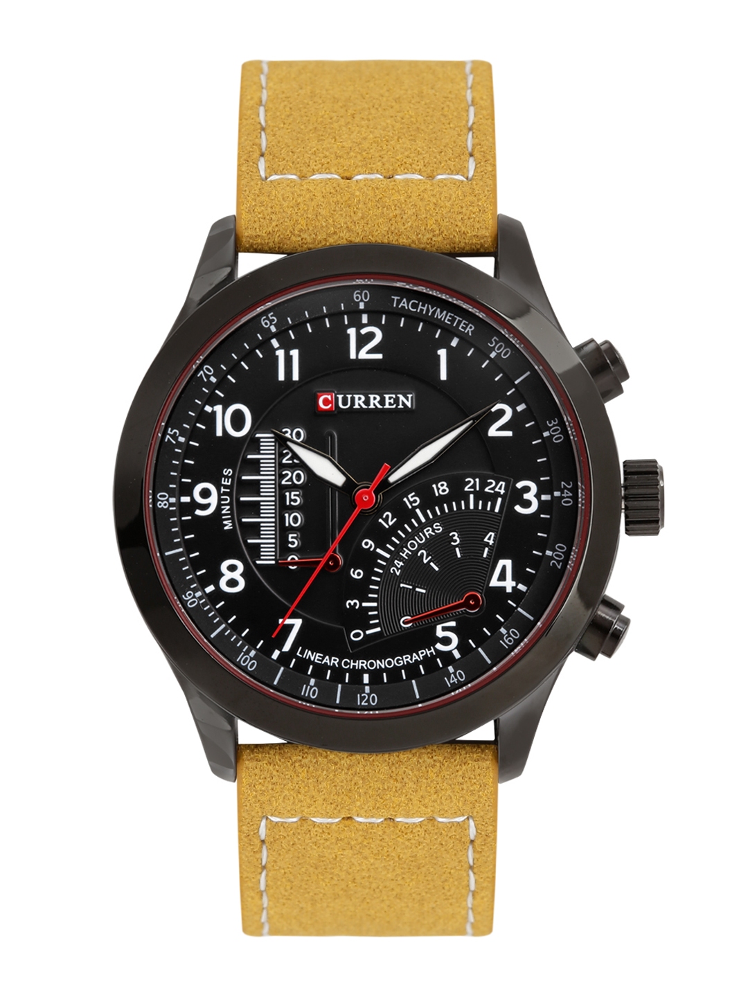curren black analog watch