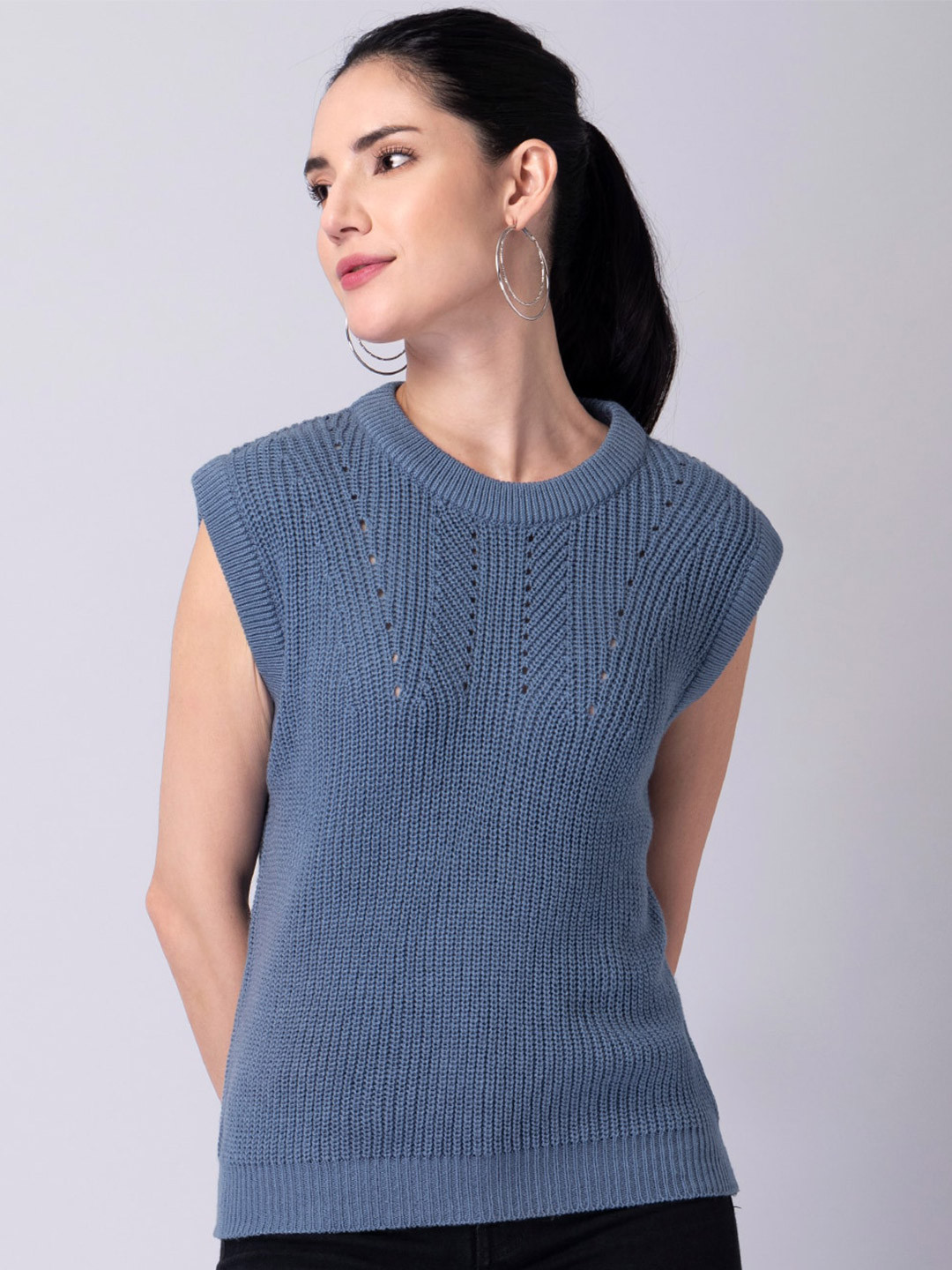 Buy FabAlley Women Solid Sleeveless Regular Sweater Vest Sweaters for