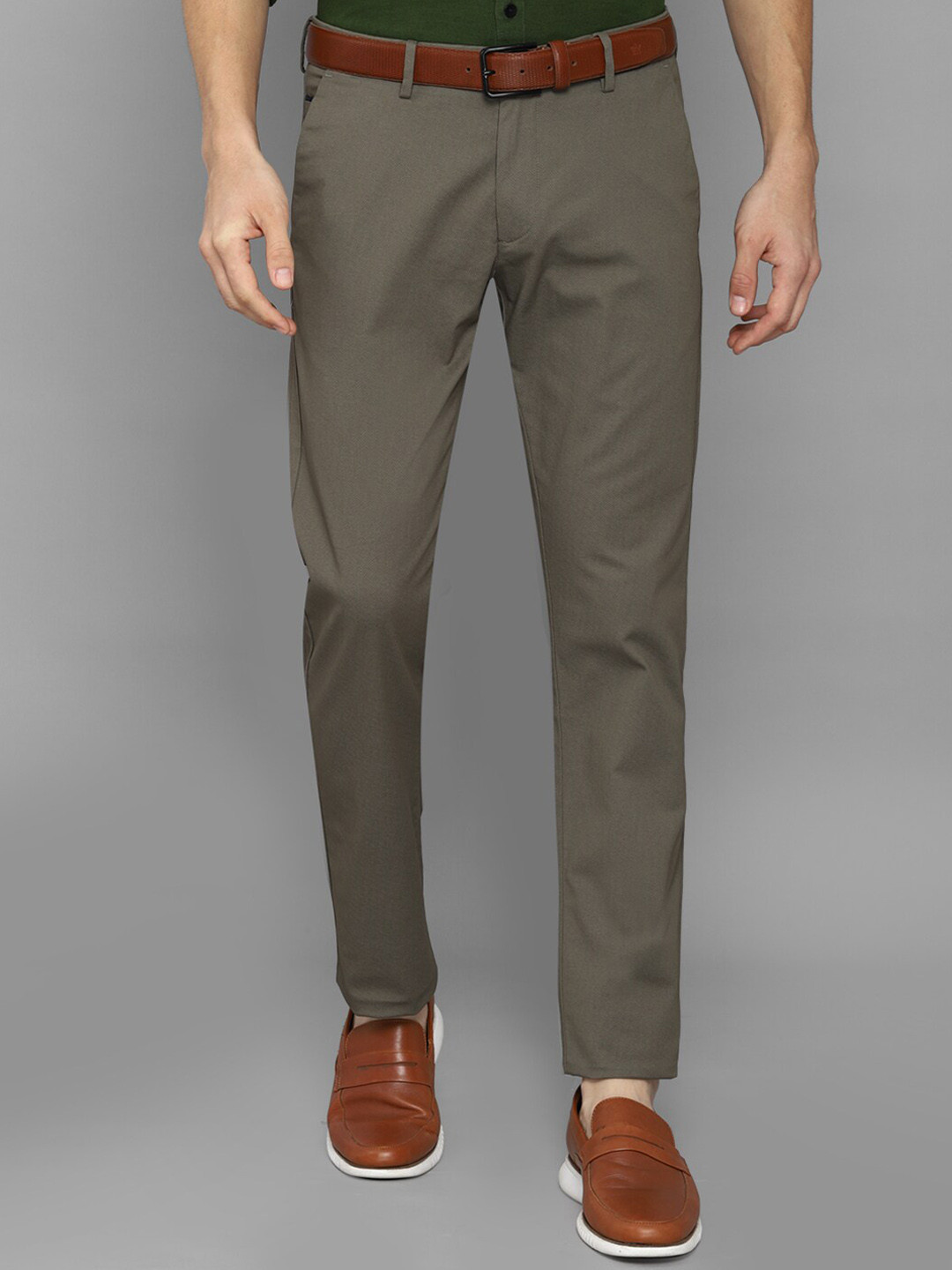 Buy Allen Solly Men Olive Green Slim Fit Chinos Trousers - Trousers for ...