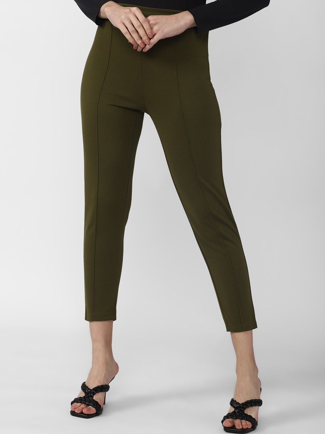 Busy Clothing Womens Smart Olive Green Trousers main image 1
