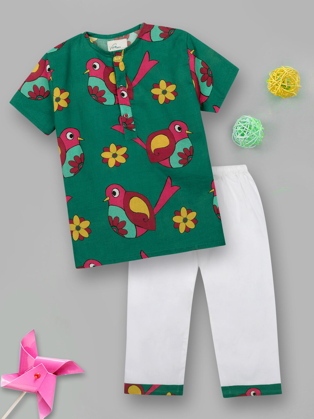 Buy Vastrarth Kids Green & White Cotton Night Suit Night Suits for