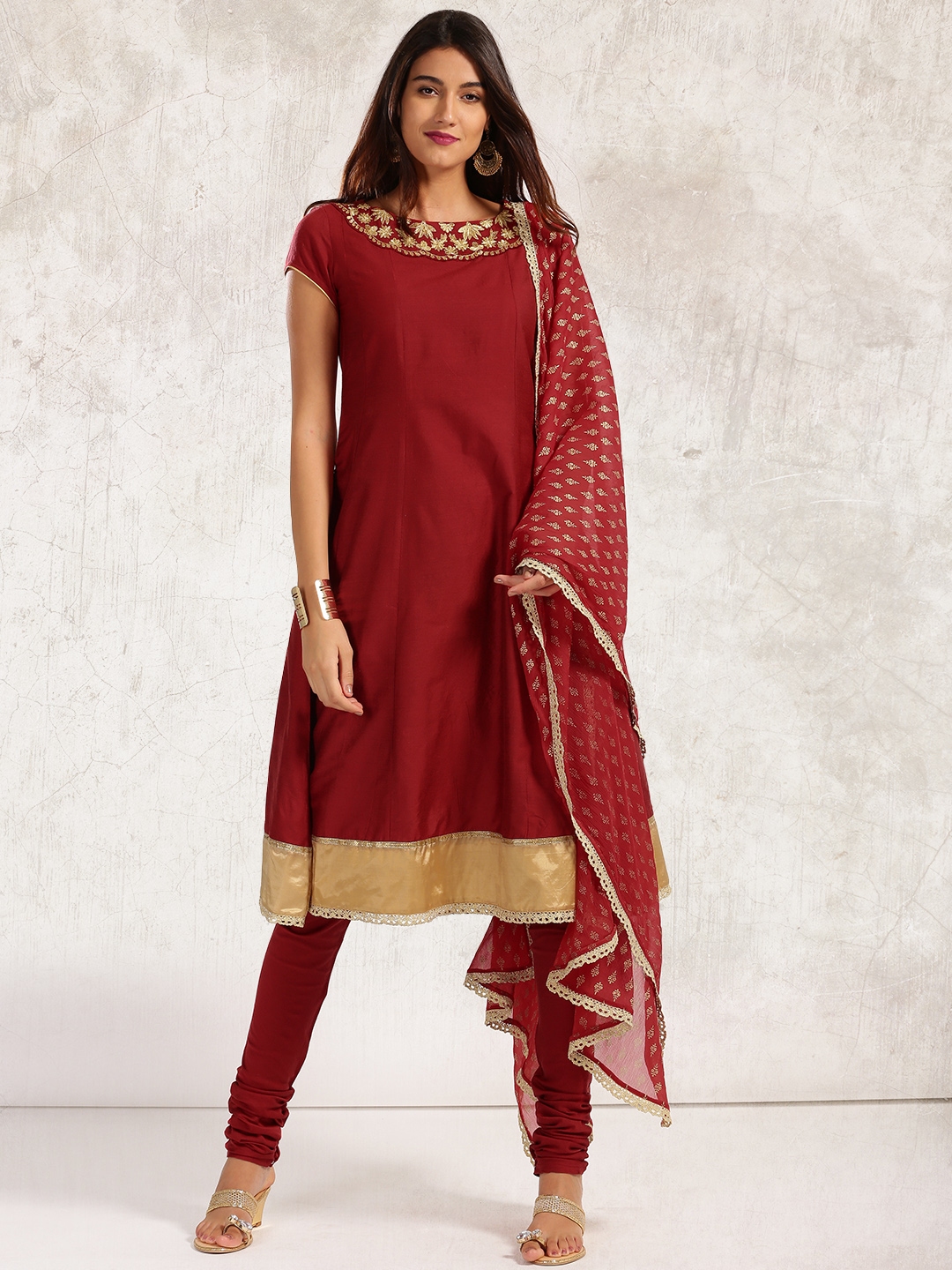 anouk maroon kurta set