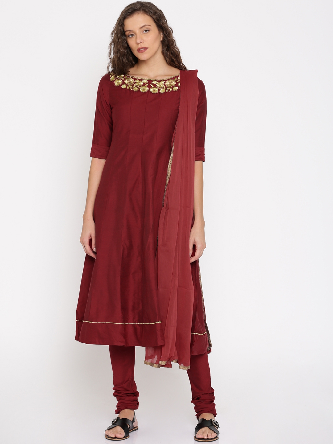 anouk maroon kurta set
