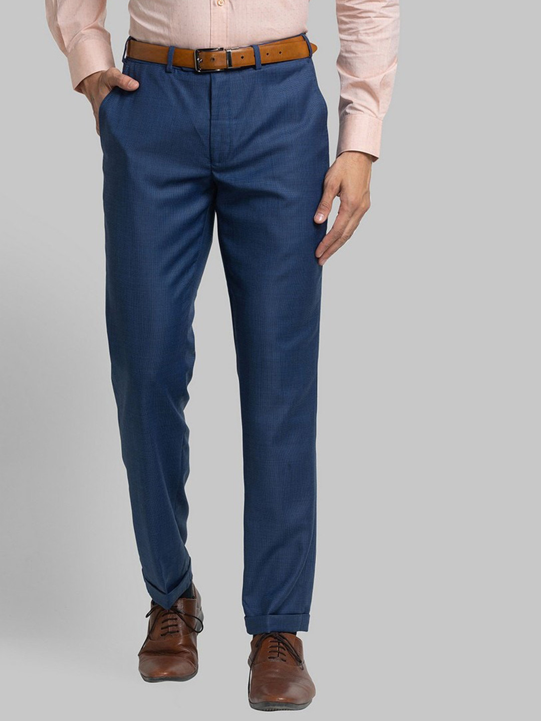 Buy Park Avenue Men Blue Slim Fit Formal Trouser - Trousers for Men ...