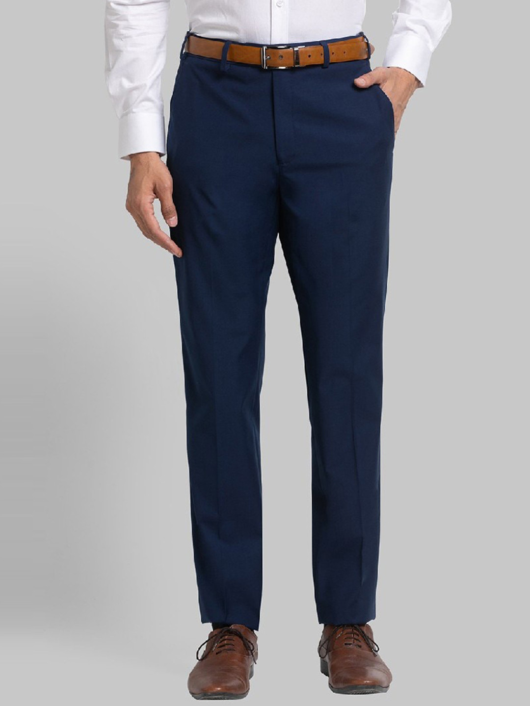 Buy Raymond Men Navy Blue Regular Fit Formal Trouser - Trousers for Men ...
