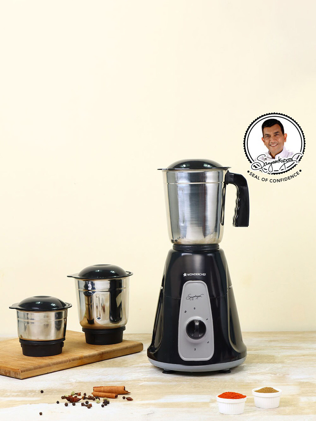 Buy Wonderchef Tivoli Black & Grey Solid Mixer Grinder With 3 Jars