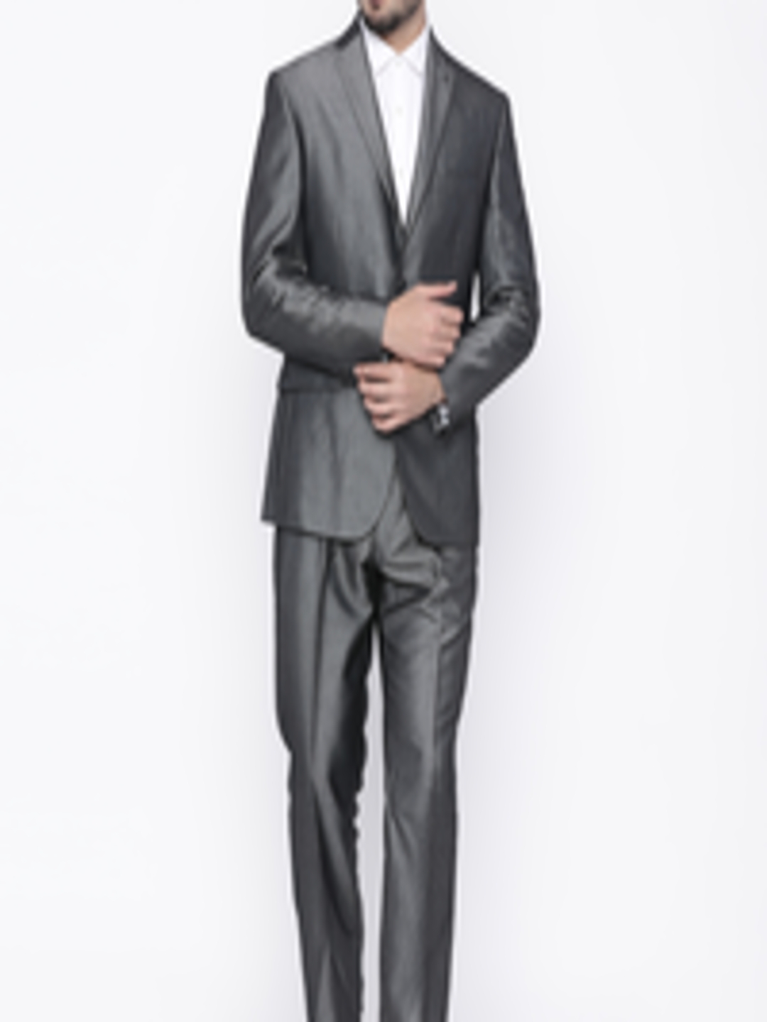 Buy Louis Philippe Men Charcoal Grey Regular Ultra Fit Self Design Party Suit - Suits for Men ...