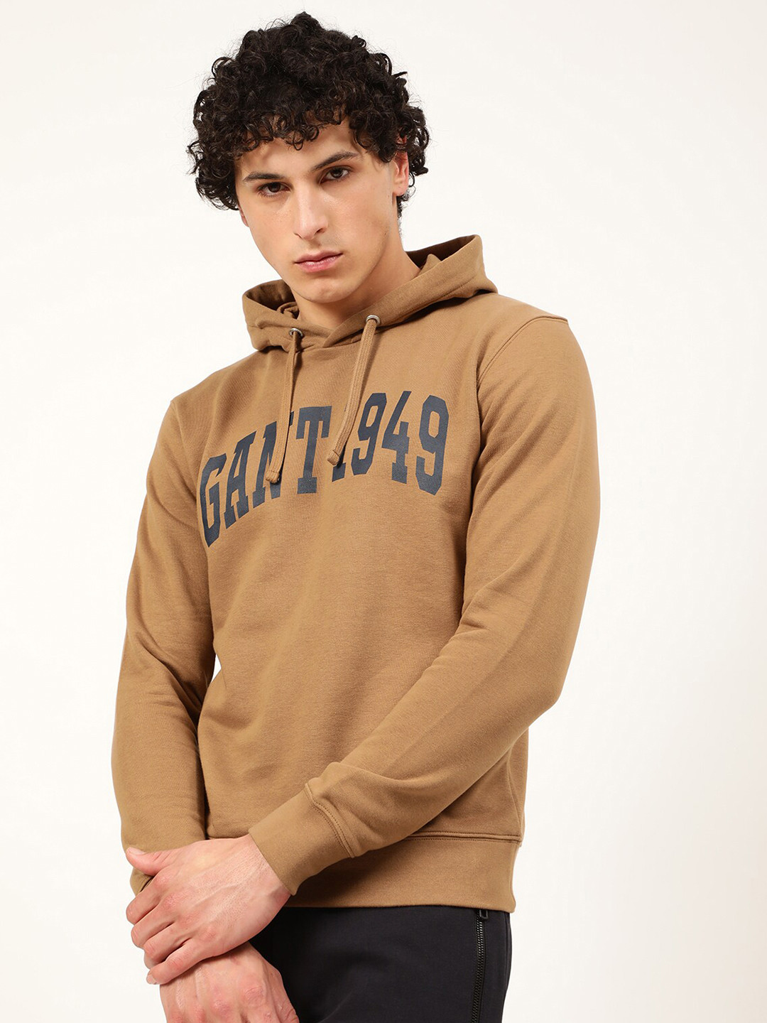 Gant Men Regular Brown Solid Pure Merinowool Sweater