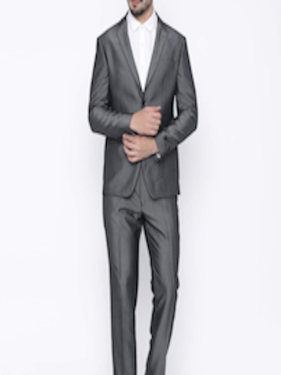 Buy Louis Philippe Grey Self Design Regular Milano Fit Single Breasted Party Suit - Suits for ...
