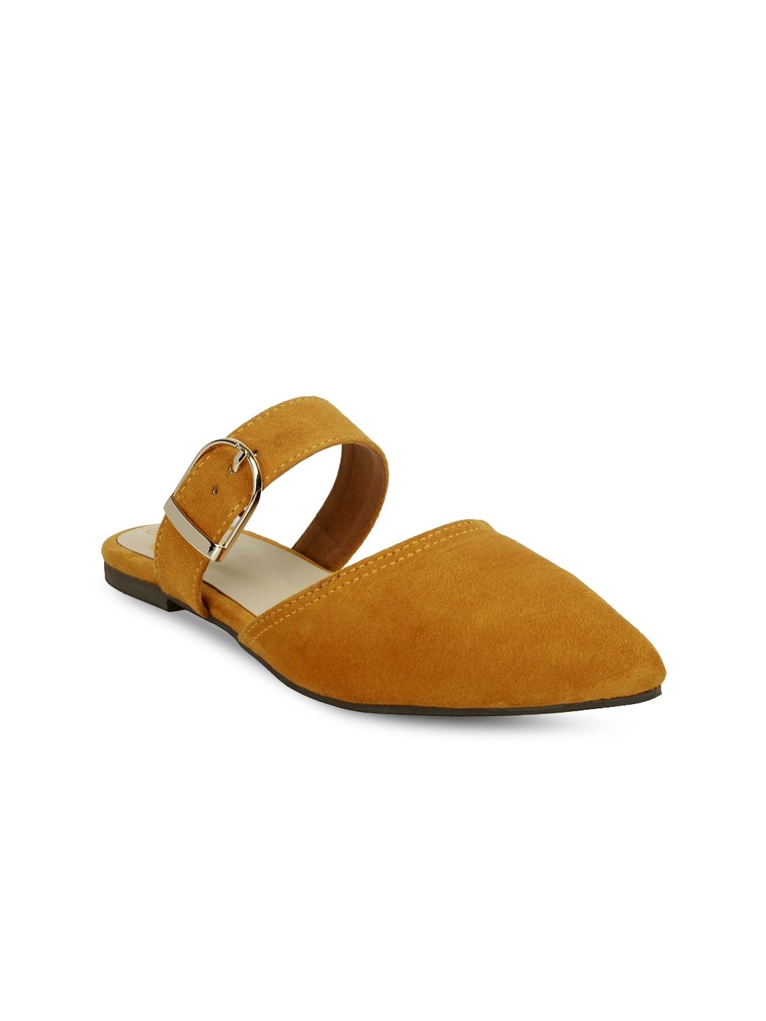 mustard pointed toe flats