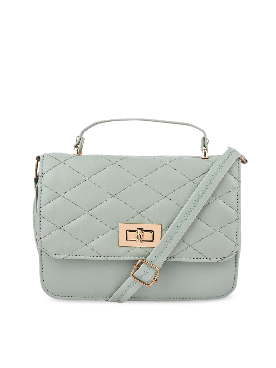 Buy SHINING STAR Green Structured Satchel With Quilted - Handbags for ...