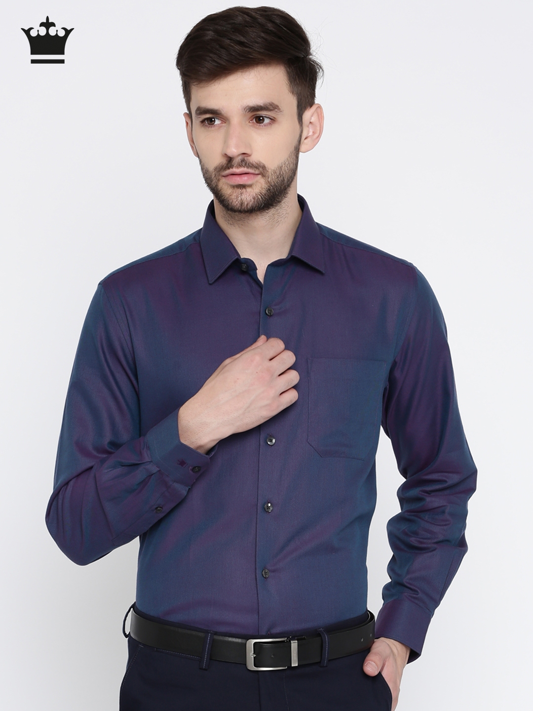 Buy Louis Philippe Men Purple Slim Fit Self Design Formal Shirt ...