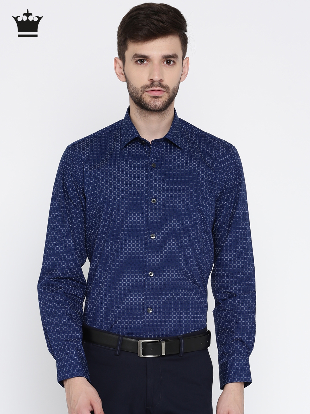 Buy Louis Philippe Men Blue Slim Fit Checked Formal Shirt - Shirts for Men 2013062 | Myntra