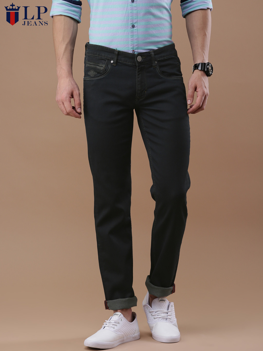 Buy Louis Philippe Jeans Men Blue Matt Slim Fit Low Rise Clean Look