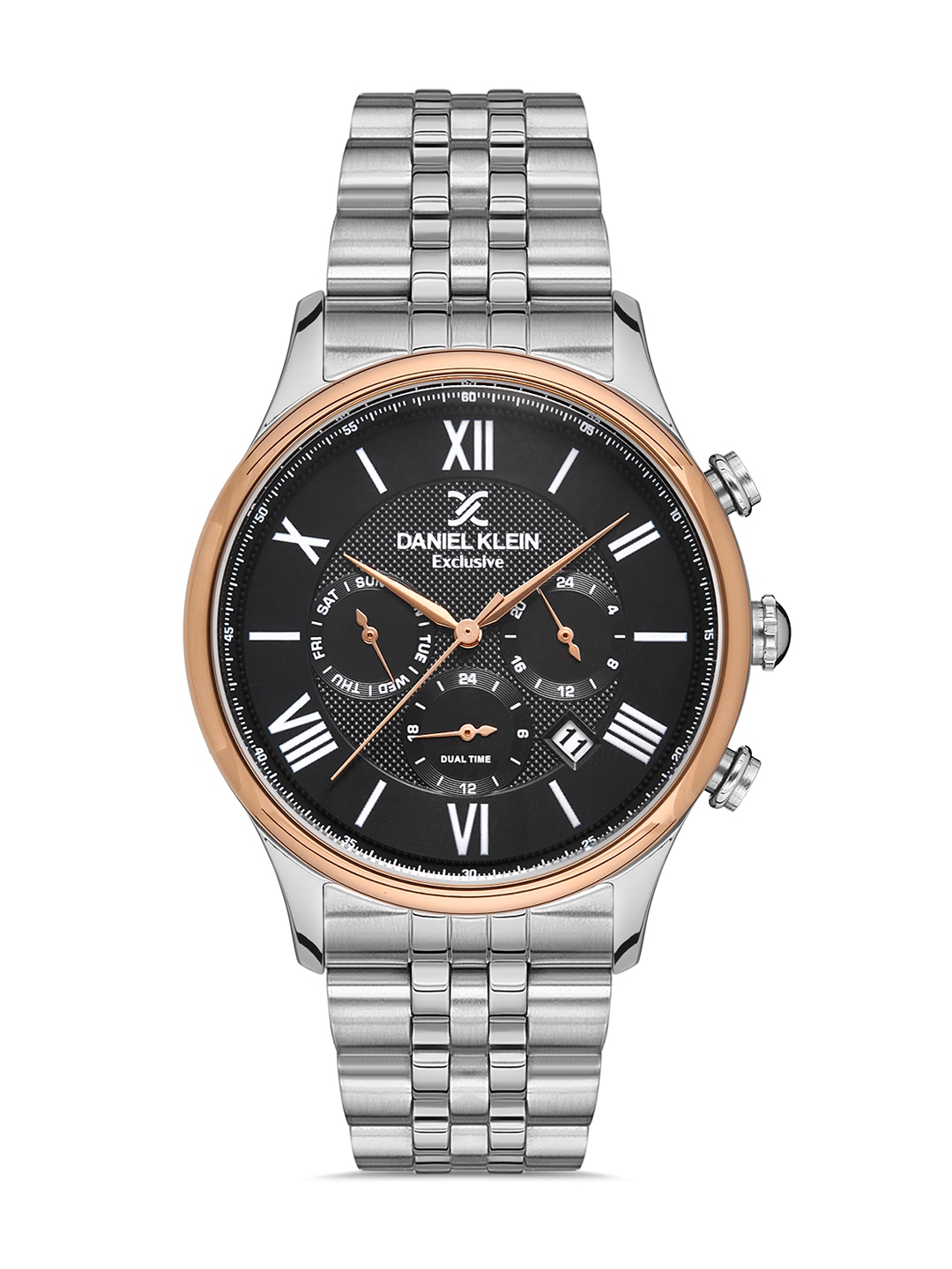 Buy Daniel Klein Exclusive Men Black Dial & Silver Toned Strap Analogue ...