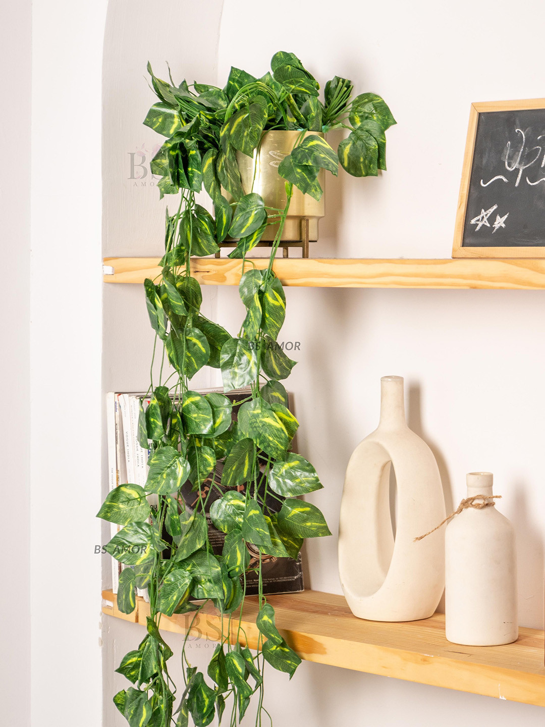 Buy BS AMOR Set Of 8 Green Artificial Wall Hanging Money Plant Creepers