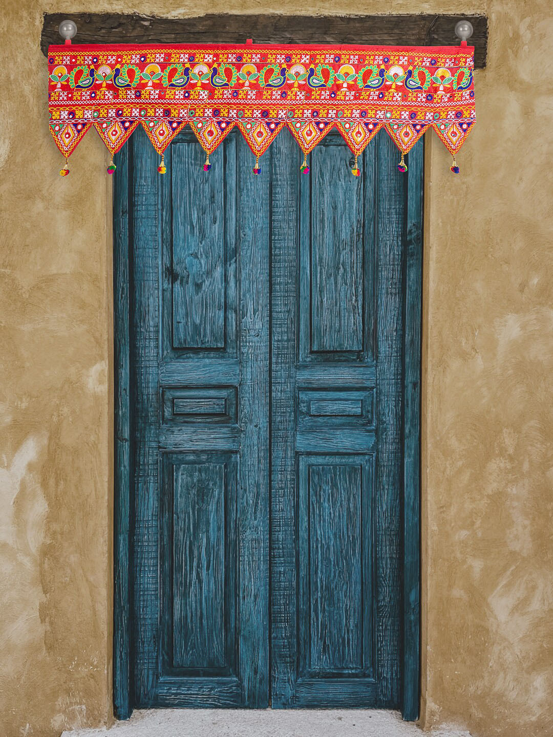 Buy Golden Peacock Red Handwork Embroidery Wall Hanging Wall Decor