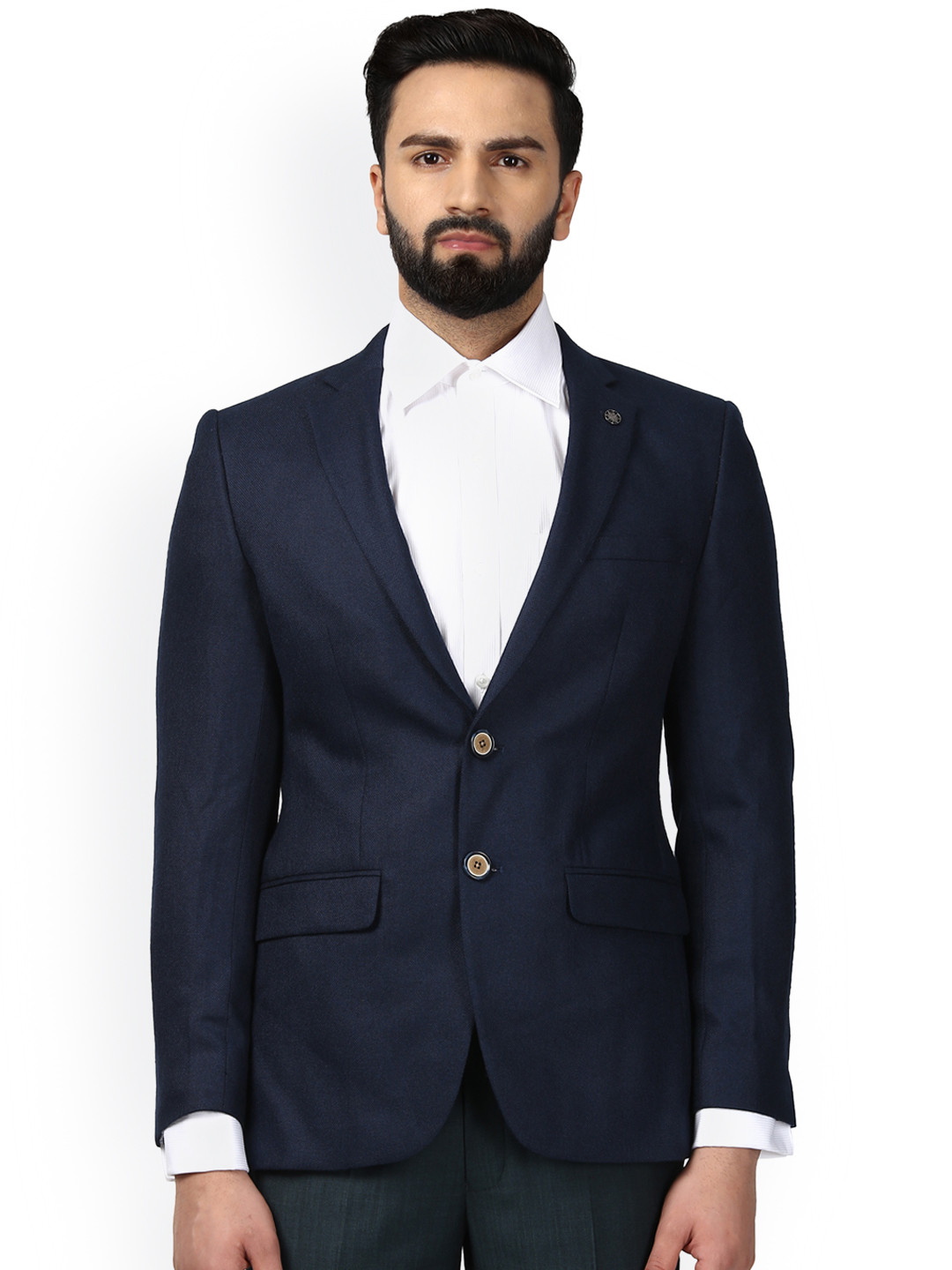 Buy Raymond Navy Blue Slim Fit Single Breasted Formal Blazer Blazers