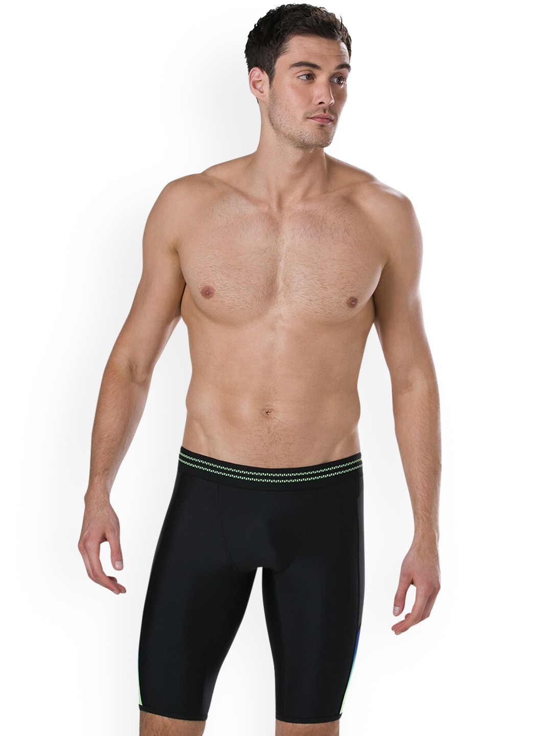 Buy Speedo Men Black & Green Printed Swim Bottoms Swim Bottoms for