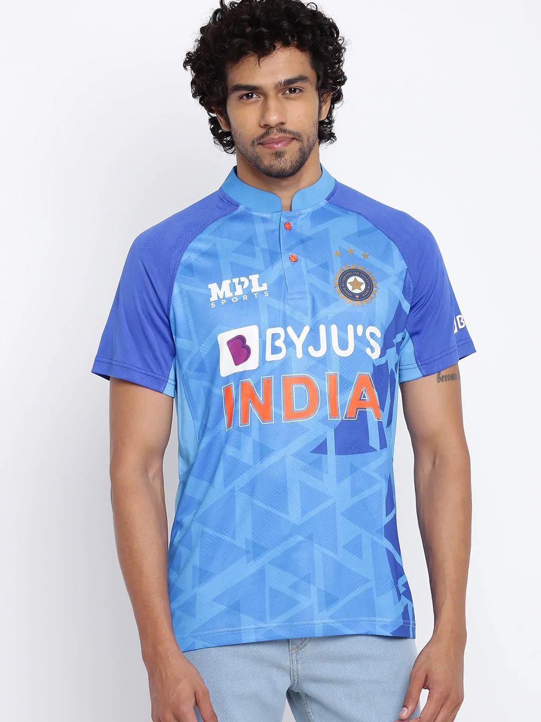 Buy MPL SPORTS Men Blue Team India T20 World Cup Stadium Jersey T Shirt ...