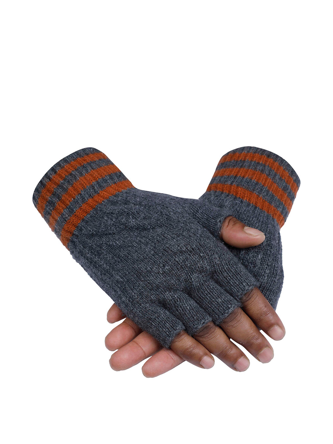 Buy LOOM LEGACY Men Grey Melange & Red Acrylic Hand Gloves Gloves for