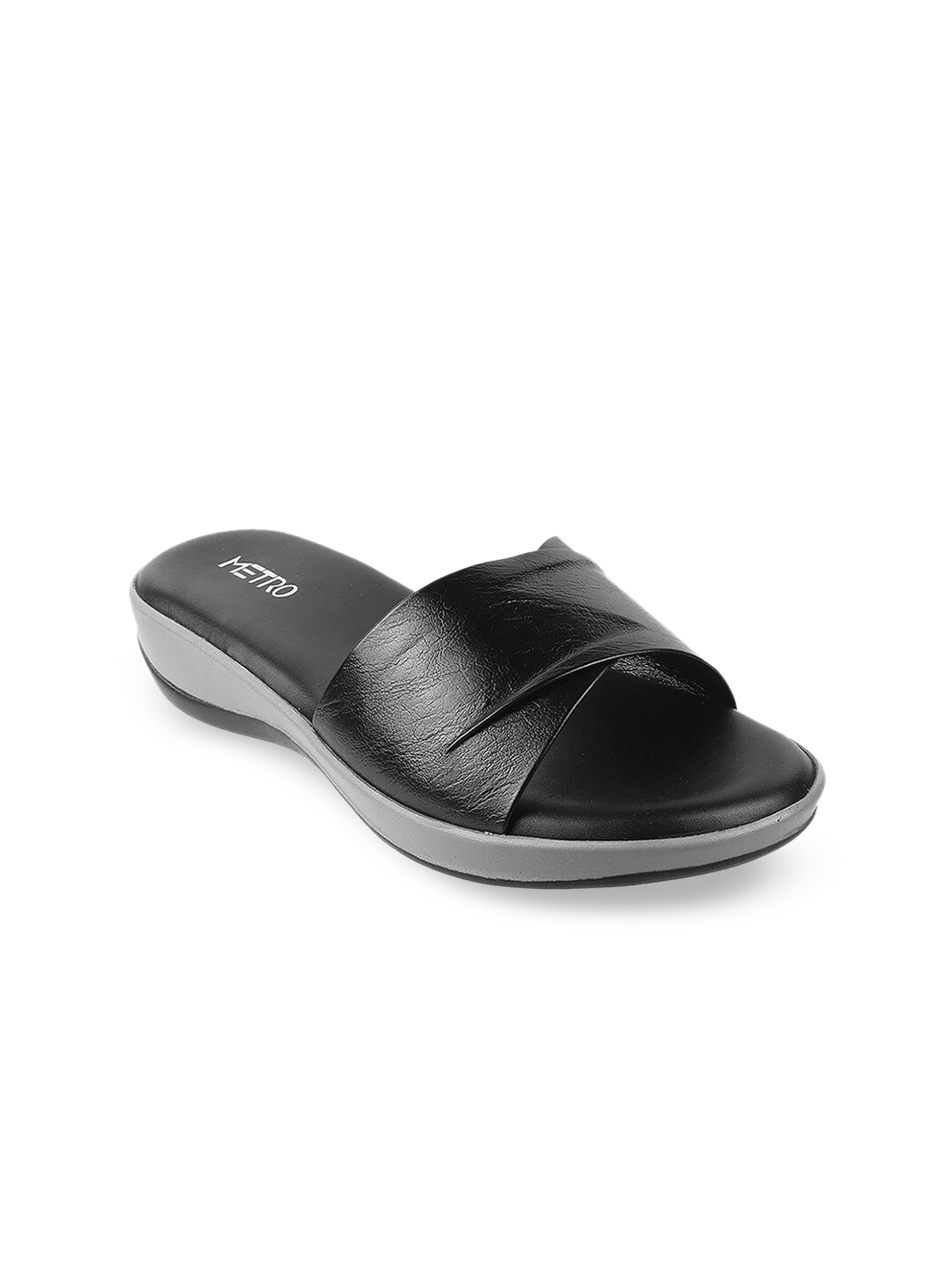 Buy Metro Women Black Solid Synthetic Open Toe Flats Flats for Women