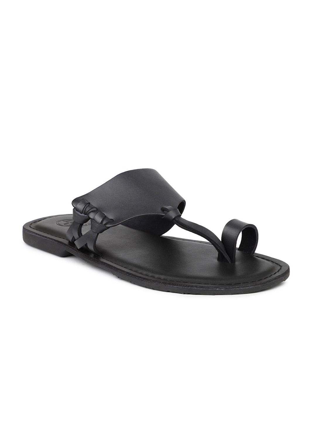 Buy PRIVO By Inc.5 Men Black Solid Leather Comfort Sandals Sandals for Men 20147392 Myntra