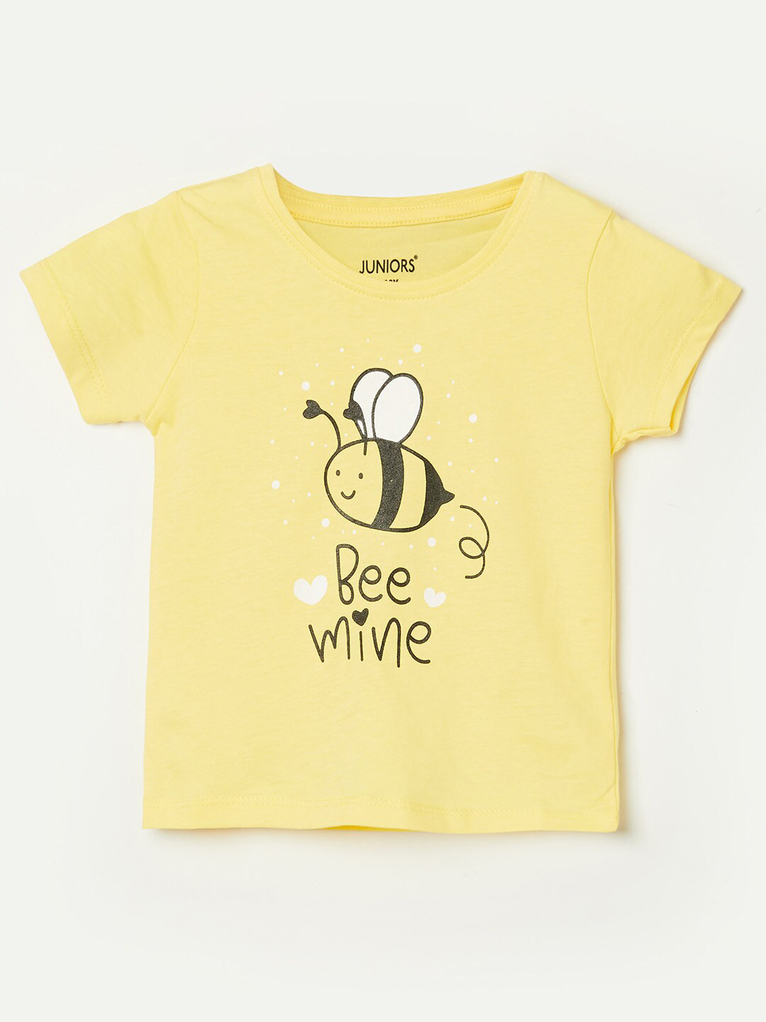 Buy Juniors By Lifestyle Girls Yellow Typography Printed Pure Cotton T