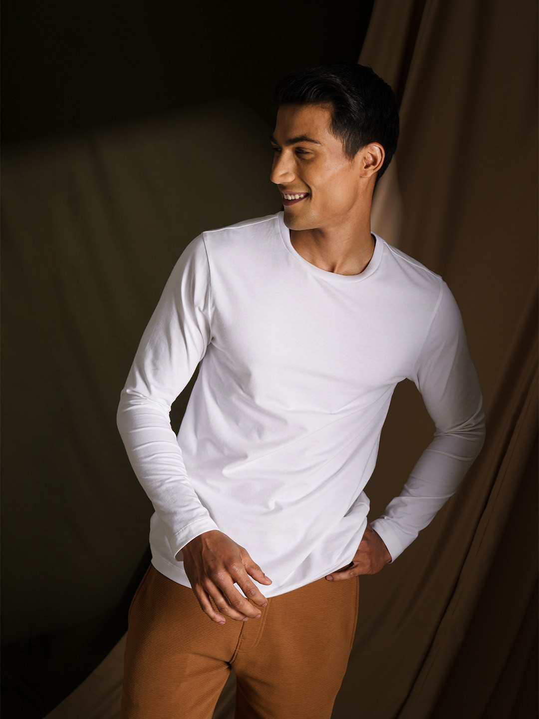 Buy DAMENSCH Cotton Basic Full Sleeve White Regular Fit T Shirt Tshirts for Men 20149770 Myntra