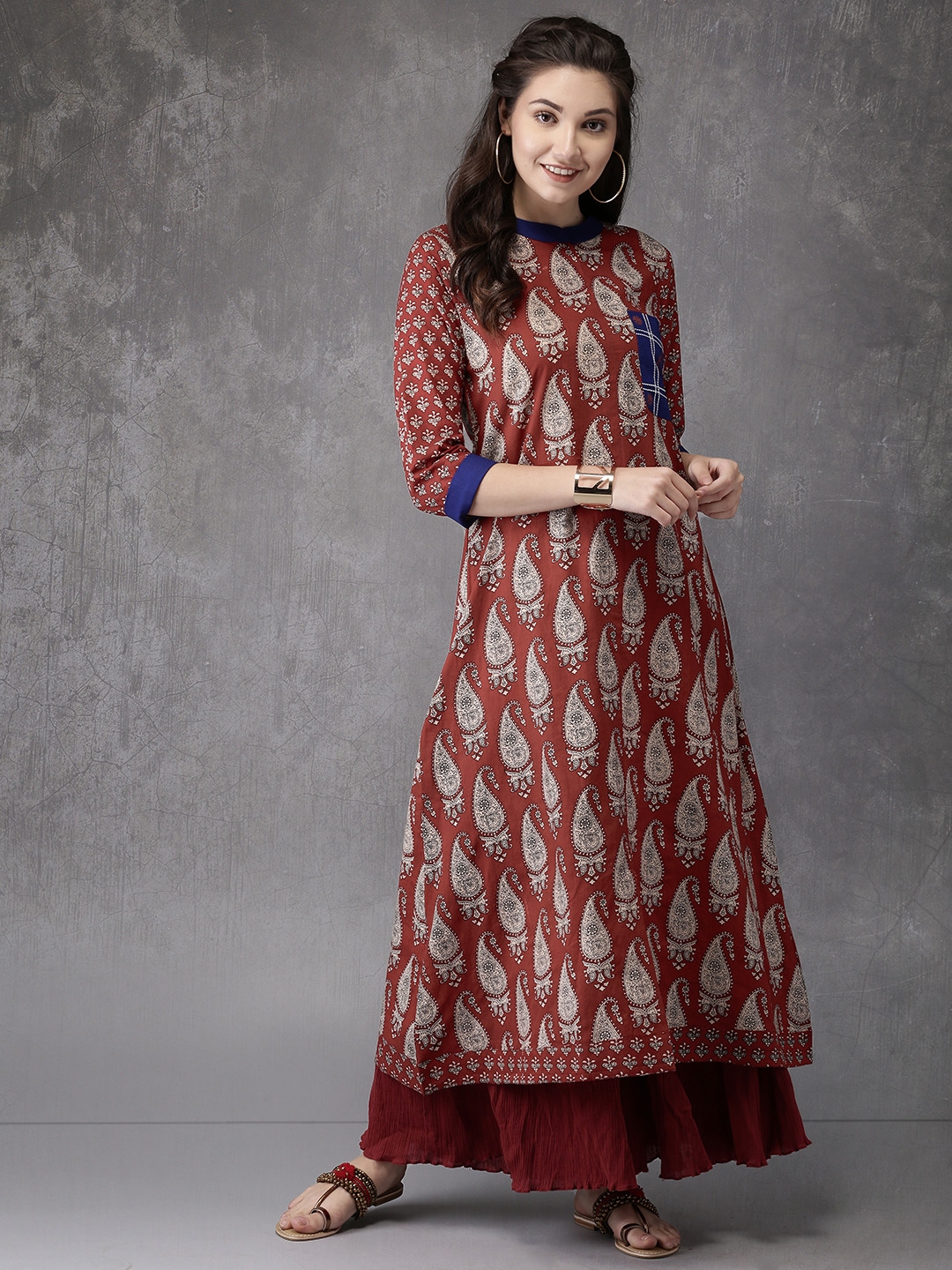 anouk maroon kurta set