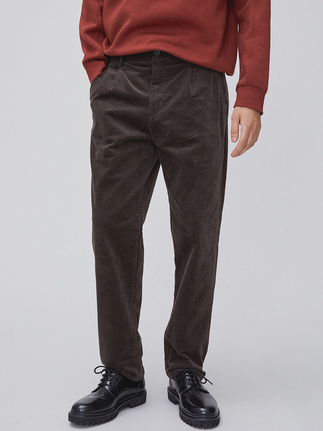 Buy H&M Men Brown Regular Fit Corduroy Trousers Trousers for Men 20163684 Myntra